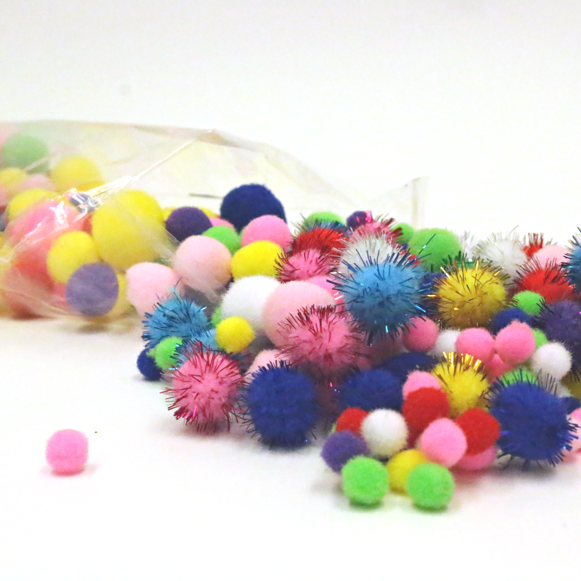 Pom Poms Bright Variety of Colors, 0.50 to 2 Inch, Value Pack of 100