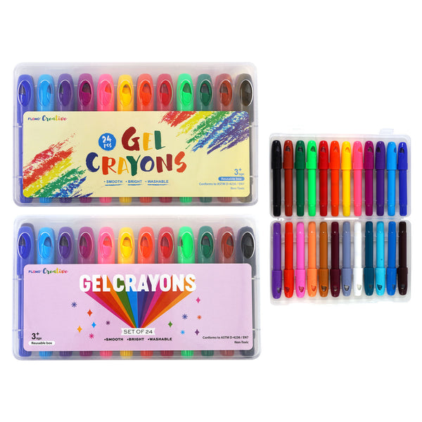 24Ct Gel Crayons, 2 Assortments