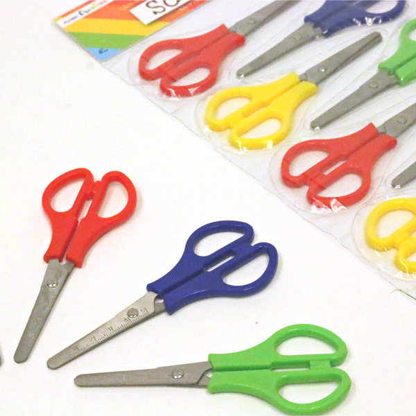 12Pk 5" Scissors, 3 Colors, 2 Assortments