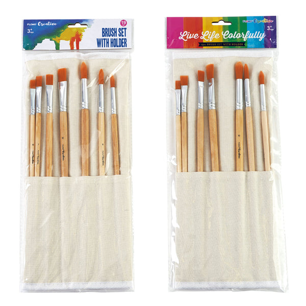 20Pk Brush Set W/Holder - Includes 19 Brushes & 1 Holder, 2 Assortments