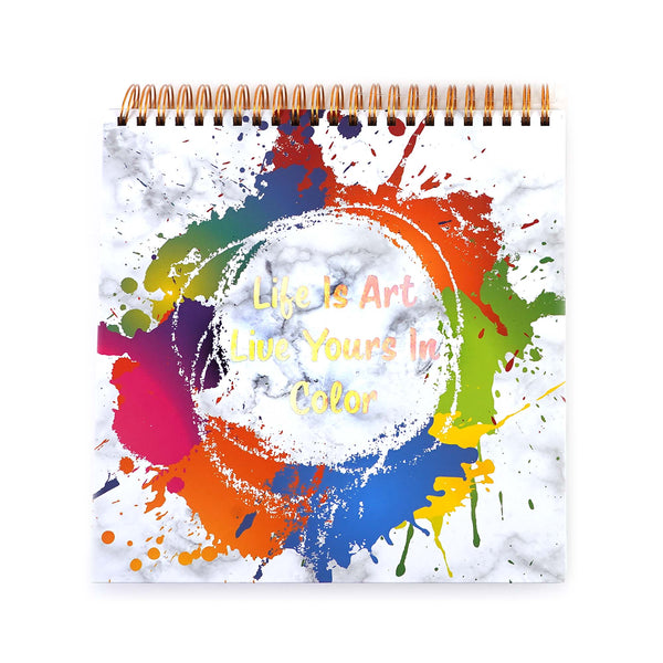 100 Sht/200 Page 12X12 Sketch Book W/15Pk Paint Brushes, Hot Stamp, Colorwash, 2 Designs