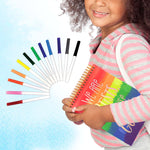 100 Sht/200 Page Sketch Book 9"X12" W/12Pk Color Markers, Hot Stamp, Rainbow-Imagine,2 Designs