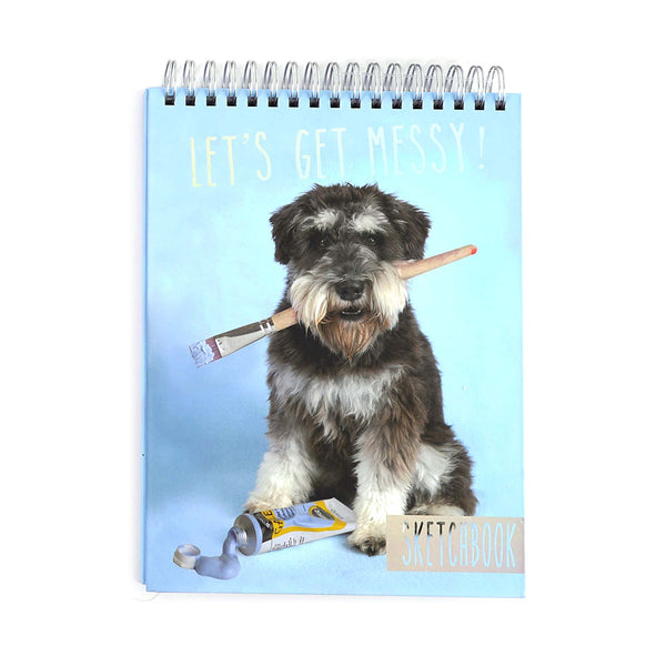 100 Sht/200 Page 9"X12" Sketchbook W/12Pk Paint Brush, Hot Stamp, Dog-Imagine, 2 Designs