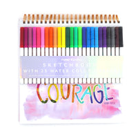 100 Sht/200 Page 12"X12" Sketch Book W 25Pk Color Markers, Hot Stamp Creativity Love