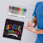 100 Sht/200 Page 12"X12" Sketch Book W/25 Gel Pens, Hot Stamp Multi-Font