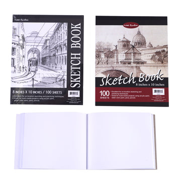 100Sht Sketch Book, Tape Bound, 8"X10", 2 Designs
