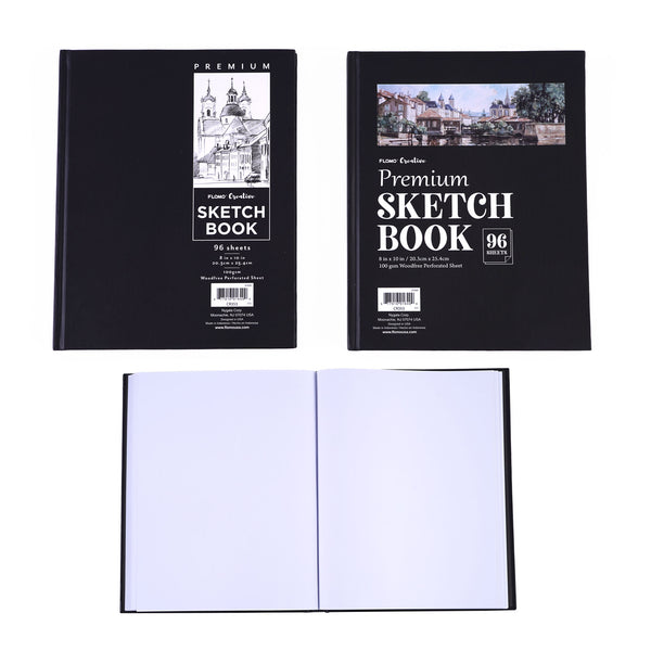 96Sht Sketch Book, Book Bound, 8"X10", 2 Designs