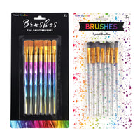 7Ct Brushes, 2 Assortments Of Rainbow/Glitter