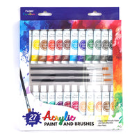 27Pc 12Ml Acrylic Paint And Brushes
