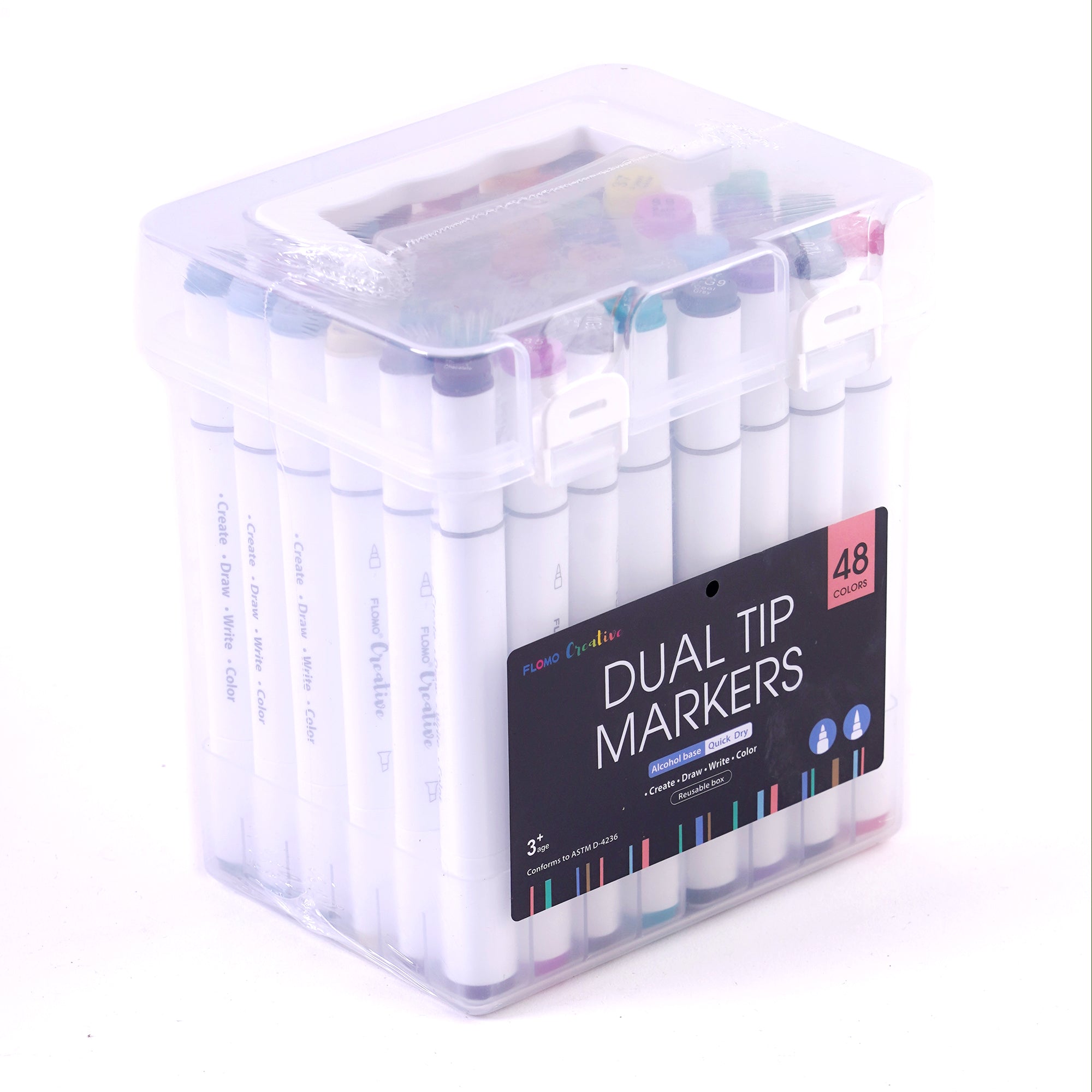 Chisel Tip Illy Dual Tip Markers with Plastic Case - 12 Count- New