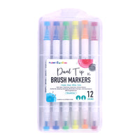 Twin Tip Brush Markers, Assorted Colors, Pack of 12, Mardel