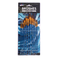 12Pk Flat Head Brush Set - Blue Pearlized Wood Handles