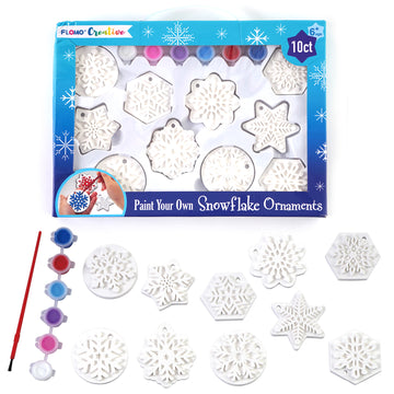 10Ct Paint Your Own Snowflake Ornaments With 6 Paint Pots And Paint Brush