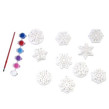 10Ct Paint Your Own Snowflake Ornaments With 6 Paint Pots And Paint Brush