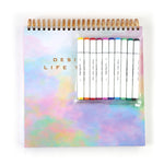 100 Sht 12" X 12" Top Spiral Watercolor Sketch Book W/10Pc Dual Tip Markers