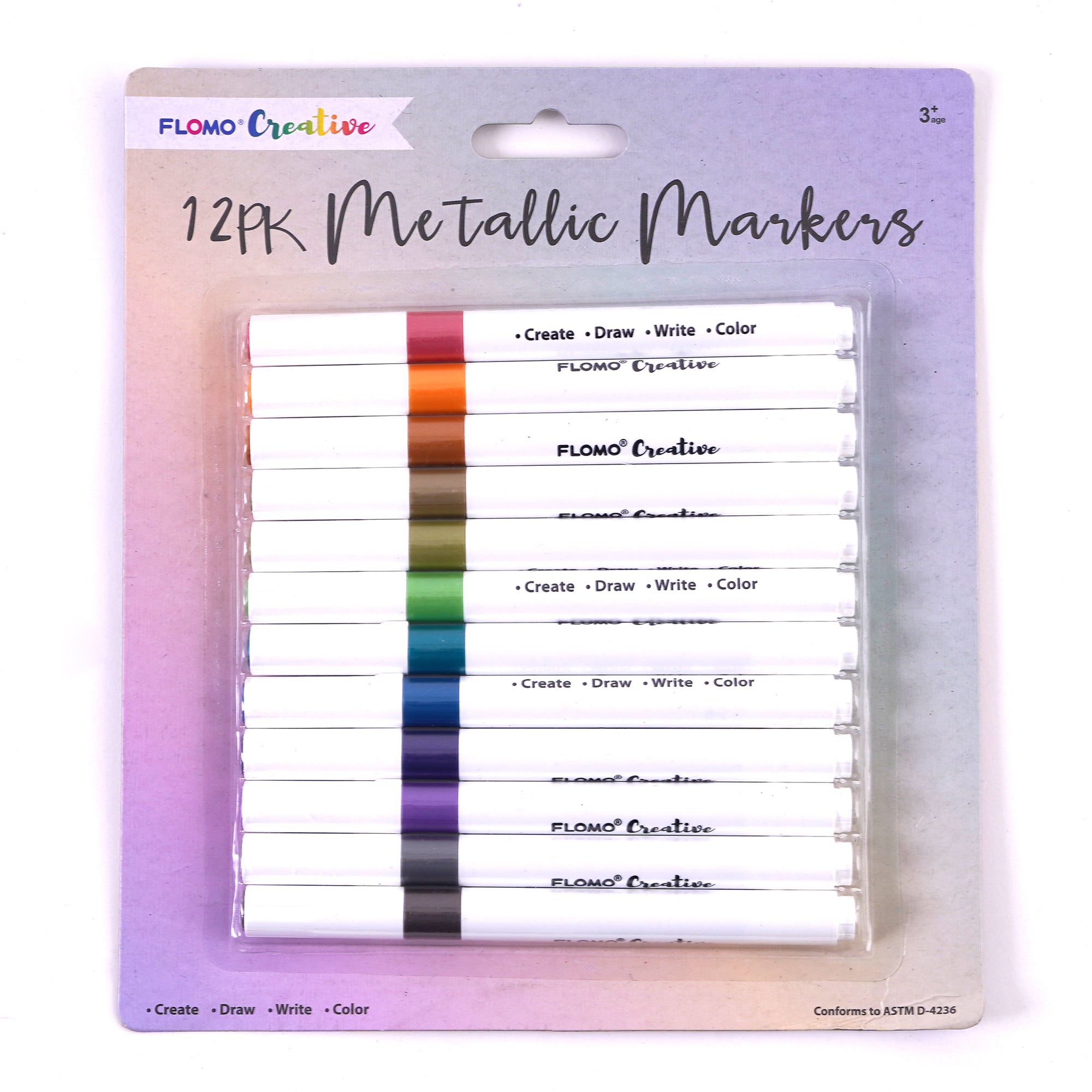 Water Based Metallic Marker Set-12 Colors- Becreative