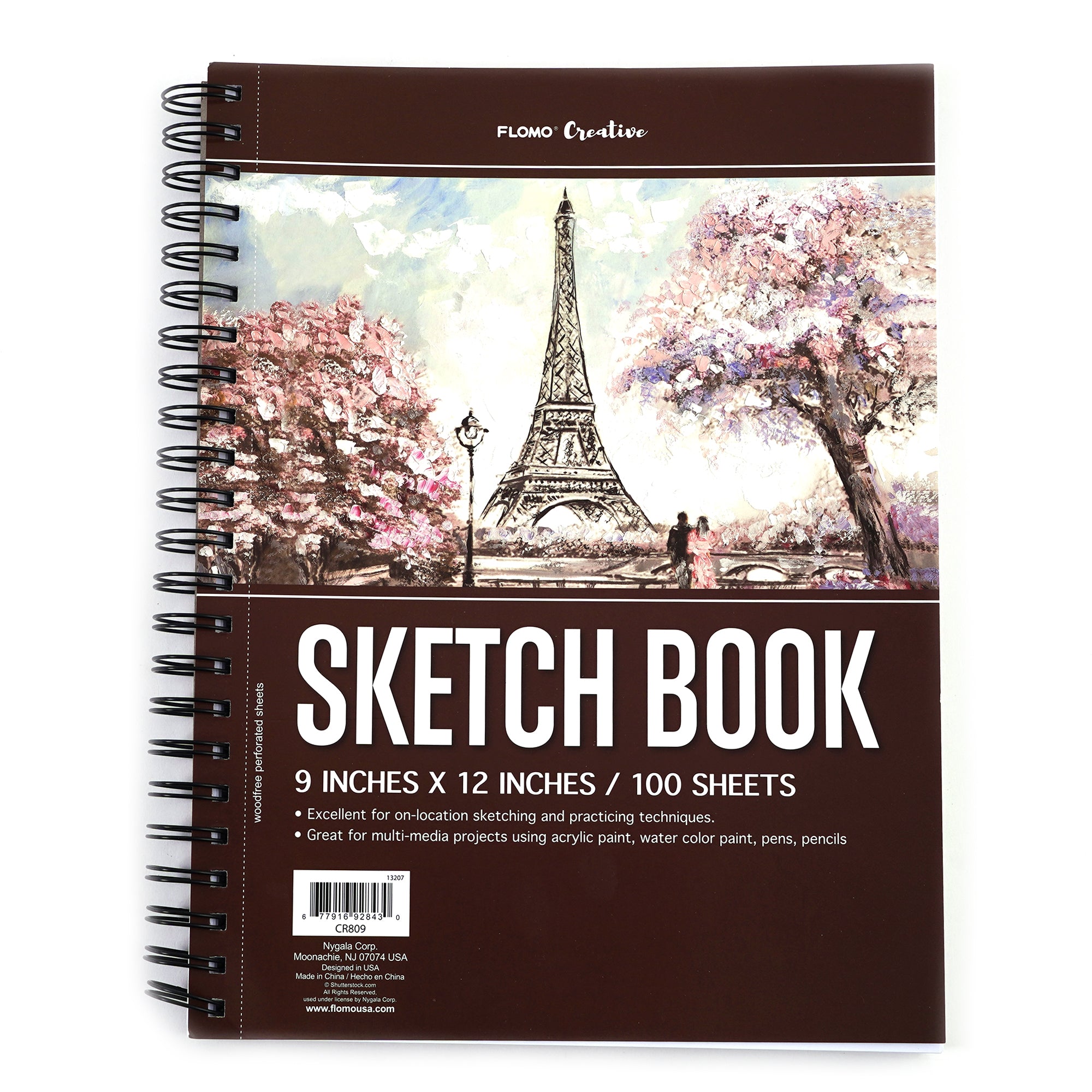 100 Sht/200 Page Sketchbook 9X12, W/12Pk Gel Pens, Hot Stamp Good Mood