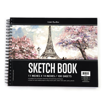 11"X14" 100Sht Side Spiral Professional Grade Sketch Book, Mixed Media Sheets
