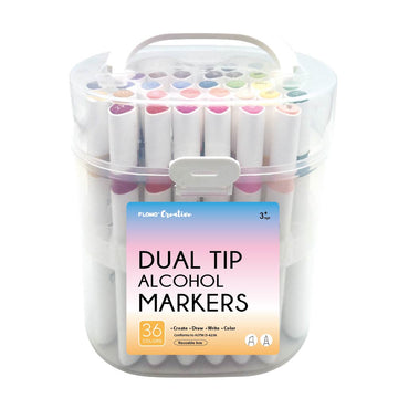 36Ct Dual Tip Markers In Oval Reusable Case With Handle