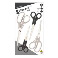 4Ct 5.4"/6.7"/7.8"/8.3" Black & Gray Scissor Set