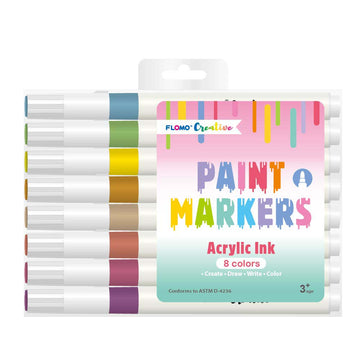 8Ct Pastel Paint Markers With White Barrel