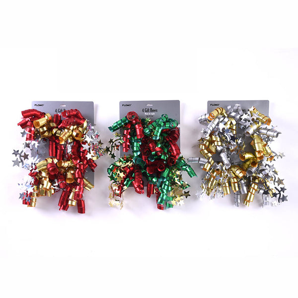 Christmas-4Pk Matte Curly With Stars