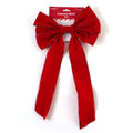 Christmas Red Velvet Bow With Red Metallic Trim, 10.25" X 20.8"
