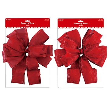 Christmas Red Bow With Long Tail 11" X 31", 2 Designs