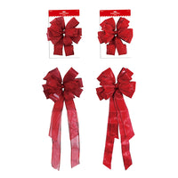 Christmas Red Bow With Long Tail 11" X 31", 2 Designs