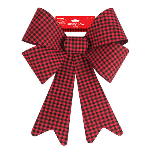 14" X 20" Jumbo Buffalo Plaid Christmas Bow