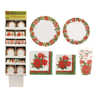 162Packs Poinsettia Partyware In Display