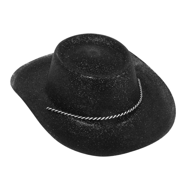 7.5" X 6.5" Glitter Cowboy Hat, 3 Colors