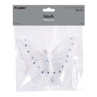 6.25" X 5.5" / 16 X 14Cm Clip-On Glitter Butterfly, 4 Colors Assorted