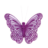 6.25" X 5.5" / 16 X 14Cm Clip-On Glitter Butterfly, 4 Colors Assorted