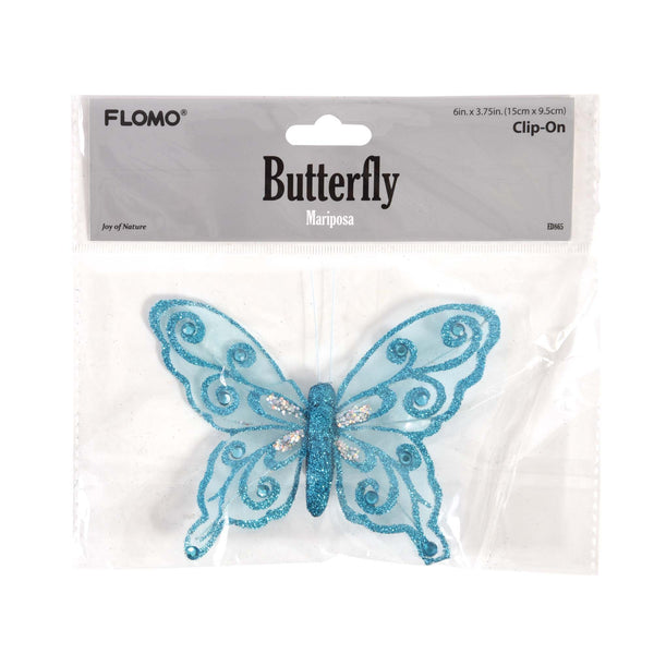 6" X 3.75" / 15 X 9.5Cm Clip-On Butterfly, 4 Colors Assorted