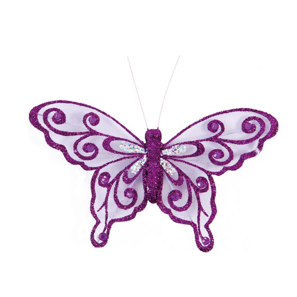 6" X 3.75" / 15 X 9.5Cm Clip-On Butterfly, 4 Colors Assorted