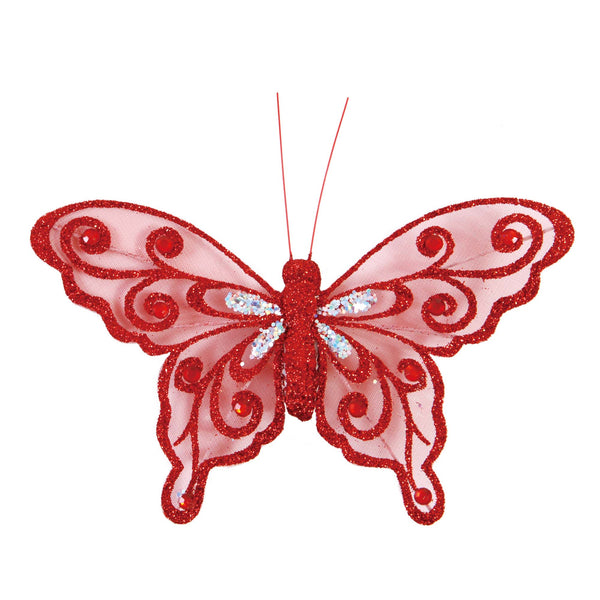 6" X 3.75" / 15 X 9.5Cm Clip-On Butterfly, 4 Colors Assorted