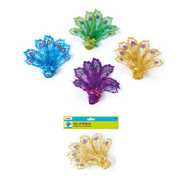 8" /20Cm H Glitter Decorated Peacock, 4 Colors