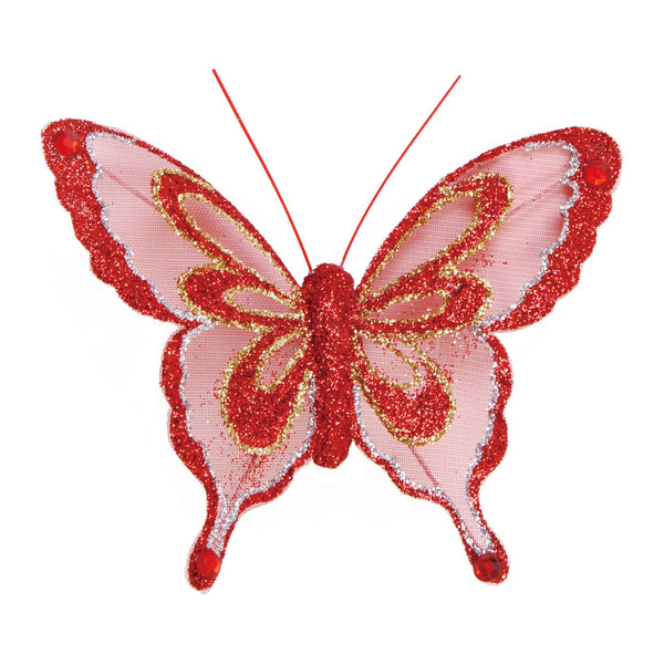 4" X 3.25" / 10 X 8Cm, 6Ct Clip-On Butterflies, 6 Colors Assorted