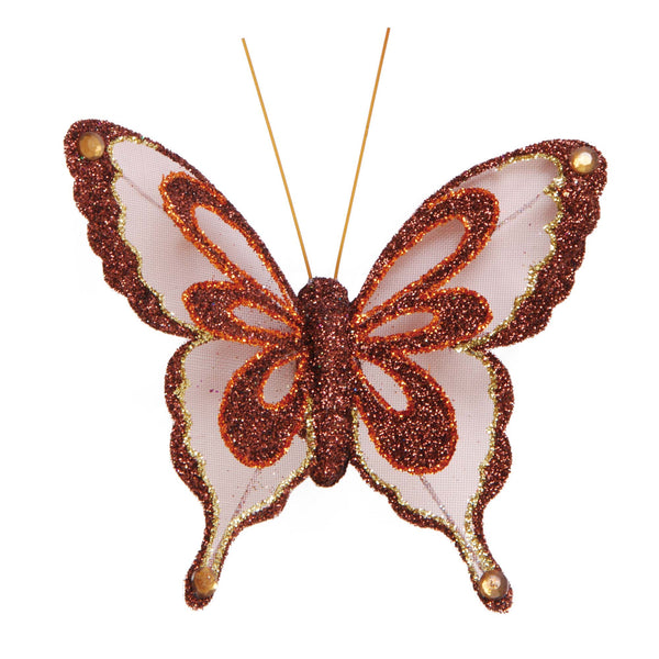 4" X 3.25" / 10 X 8Cm, 6Ct Clip-On Butterflies, 6 Colors Assorted