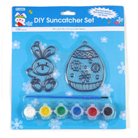 Easter Diy Set, 2 Sun Catchers 3.5X2.8" With 6 Paints And 1 Brush