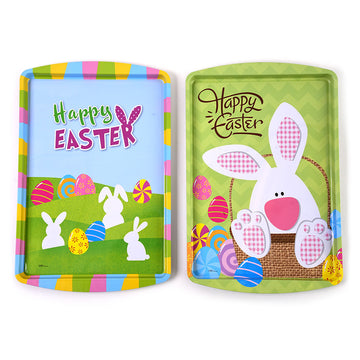 Easter Rectangle Tin Tray 15" X 9.9", 2 Designs