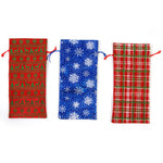 Bottle Bag With Classic Christmas Print, 3 Assortments