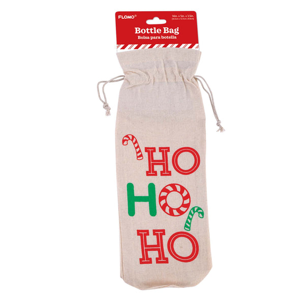 Christmas-Drawstring Wine Bag, 14"X 5"X3.5, 3 Designs