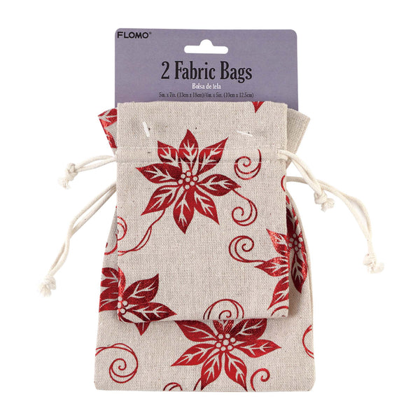 2Pcs Christmas Fabric Pouches With Hot Stamping, 2 Designs