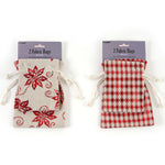 2Pcs Christmas Fabric Pouches With Hot Stamping, 2 Designs