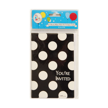 8Pcs 6"X4" Black/White Polka Dots Invitation Card With Envelopes