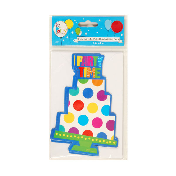 8Pcs 6"X4" Die Cut Color Polka Dots Invitation Card With Envelopes