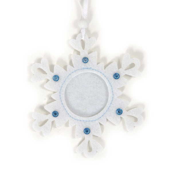 Christmas-Set Of 4, 4.25"X4.25" Snowflake Felt Photo Frames, Poly Bag