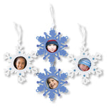 Christmas-Set Of 4, 4.25"X4.25" Snowflake Felt Photo Frames, Poly Bag